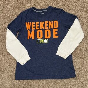 Weekend Mode long sleeve shirt with waffle sleeves